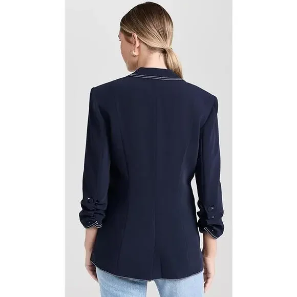CINQ A SEPT Navy Crepe Khloe Blazer - Picture 2 of 13